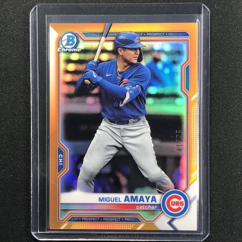2021 Bowman Chrome Miguel Amaya Prospect Yellow Orange 41/75