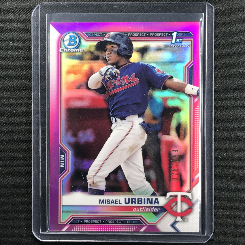 2021 Bowman Chrome Misael Urbina Prospect 1st Bowman Fuchsia 28/199