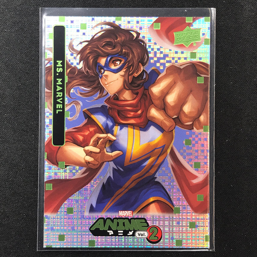 2023 Marvel Anime Vol. 2 Ms. Marvel Base Thatched Foil Green No 25