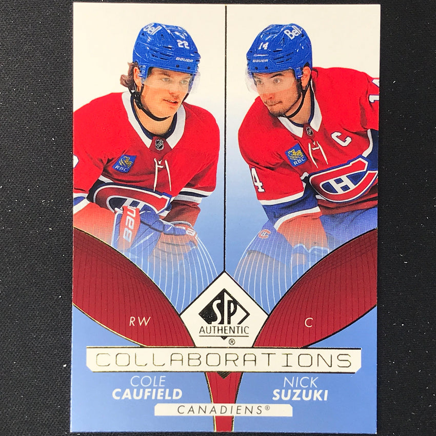 2022-23 SP Authentic NHL COLE CAUFIELD NICK SUZUKI Collaborations Blue #5