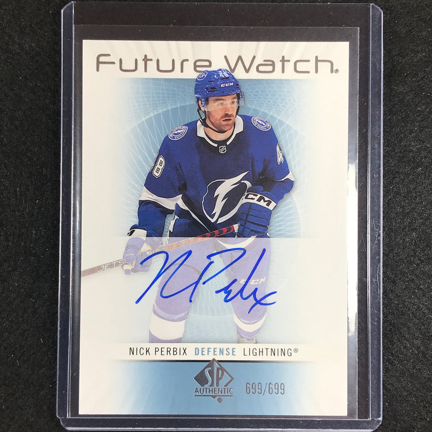 2022-23 Sp Authentic Nhl Nick Perbix Retro Future Watch Rookie Auto 699/699