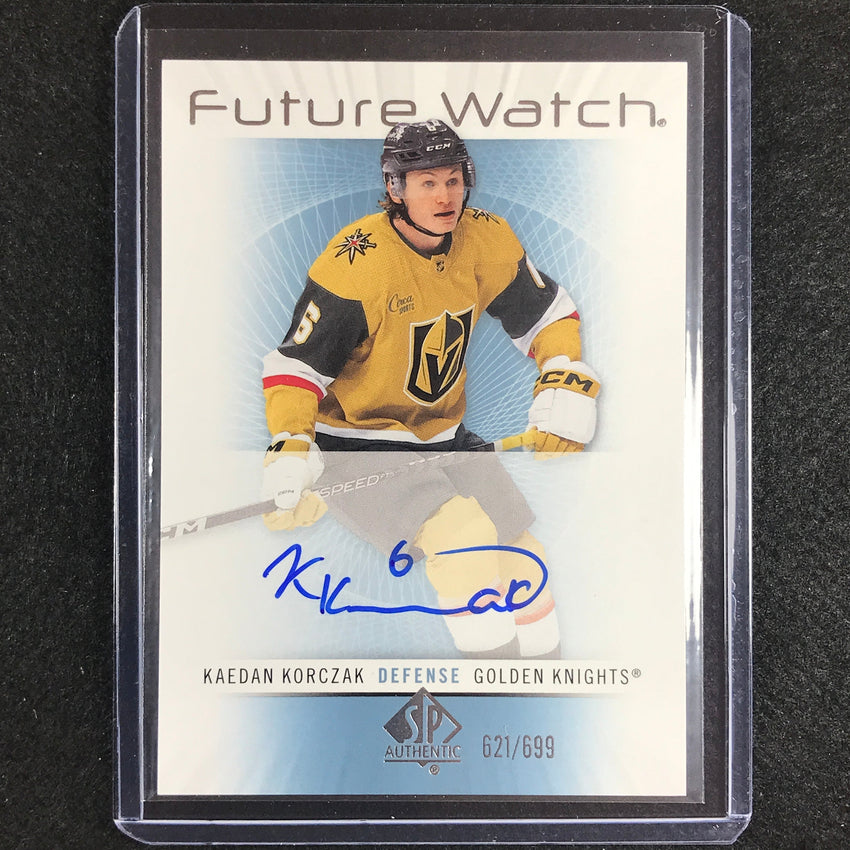 2022-23 Sp Authentic Nhl Kaedan Korczak Retro Future Watch Rookie Auto 621/699