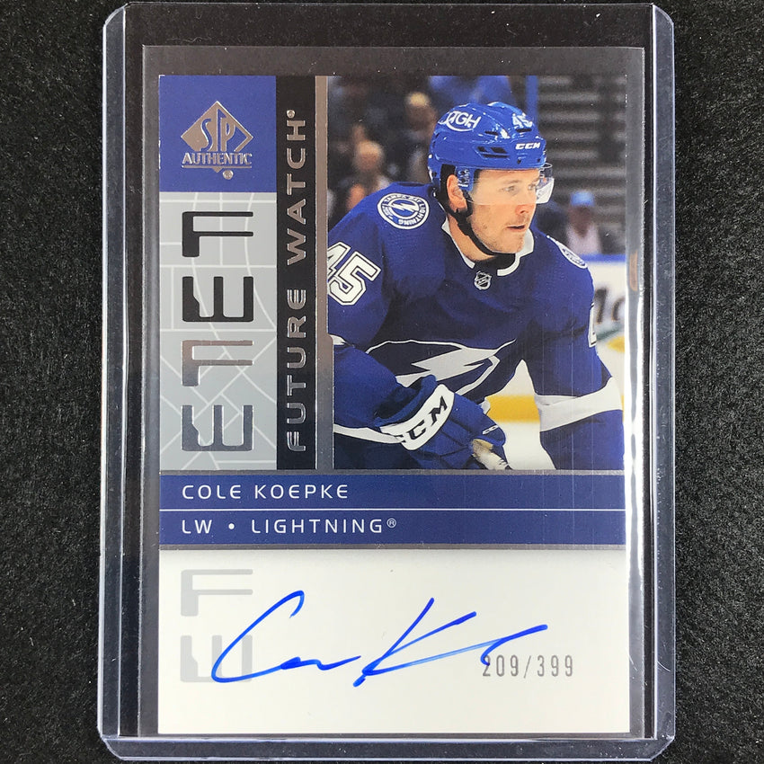 2022-23 Sp Authentic Nhl Cole Koepke Retro Future Watch Rookie Auto 209/399