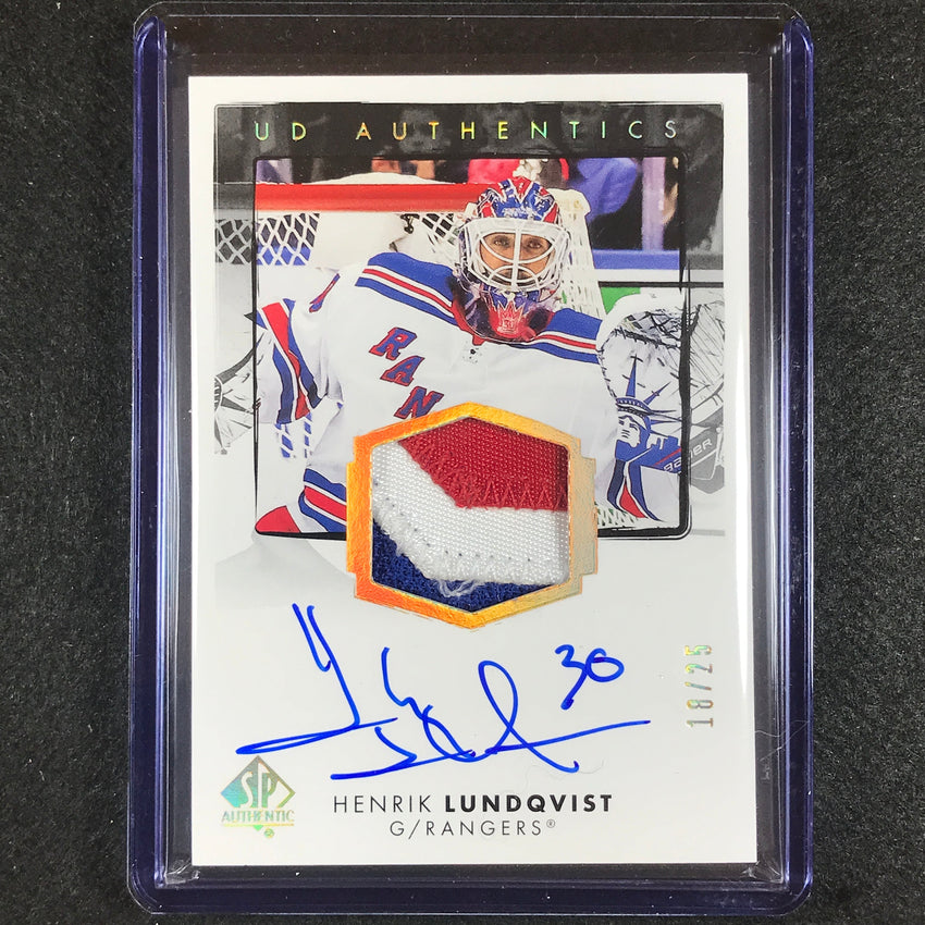 2022-23 Sp Authentic Nhl Hendrik Lundqvist Ud Authentics Auto Patch Gold 18/25