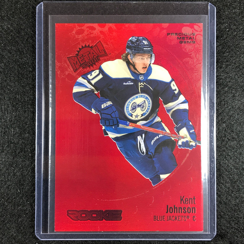 2022-23 Metal Universe Nhl Kent Johnson Rookie Precious Metal Gem Pmg Red 38/100
