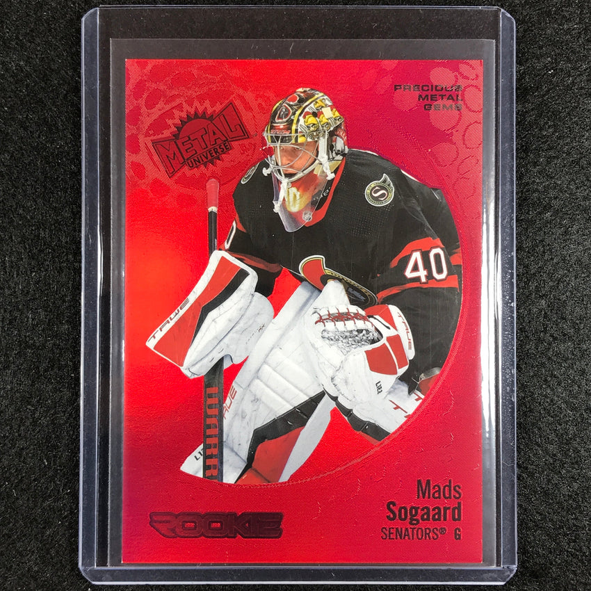 2022-23 Metal Universe Nhl Mads Sogaard Rookie Precious Metal Gem Pmg Red 94/100