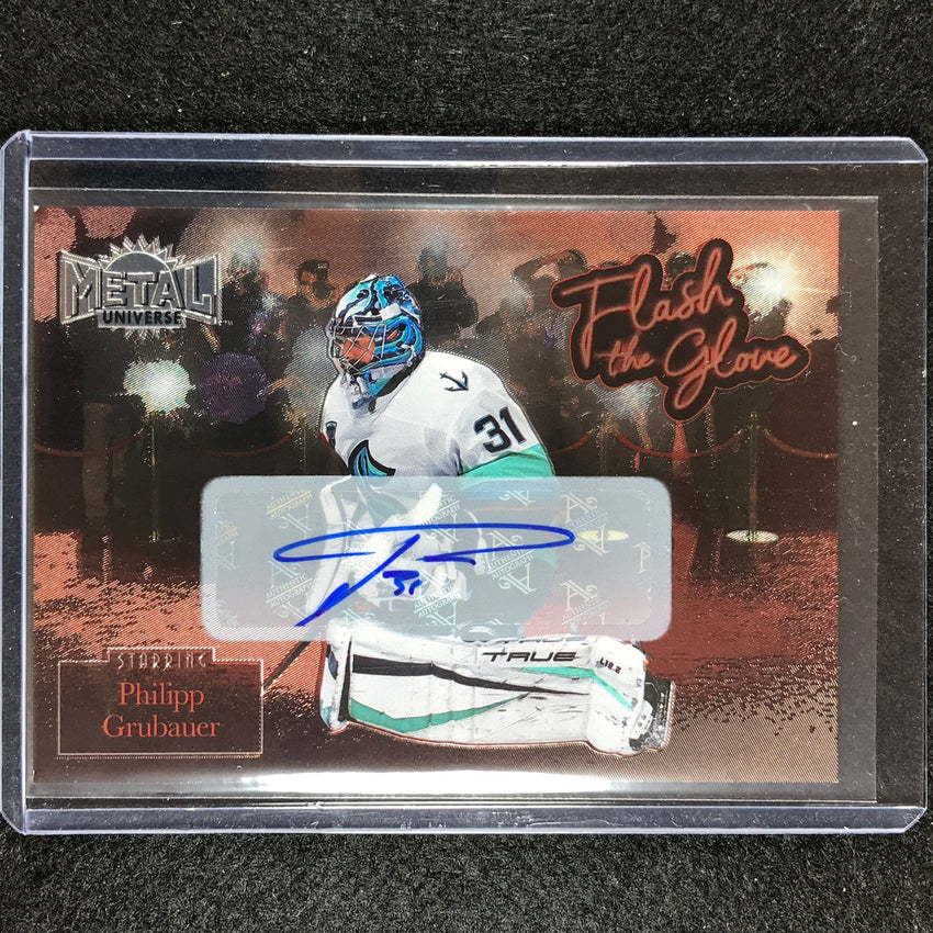 2022-23 Metal Universe NHL PHILIPP GRUBAUER Flash the Glove Auto SSP #34
