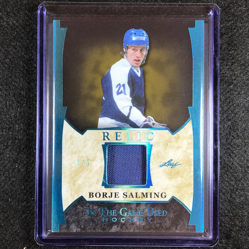 2022-23 In The Game Used Nhl Borje Salming Game Used Relic Platinum Blue 2/5