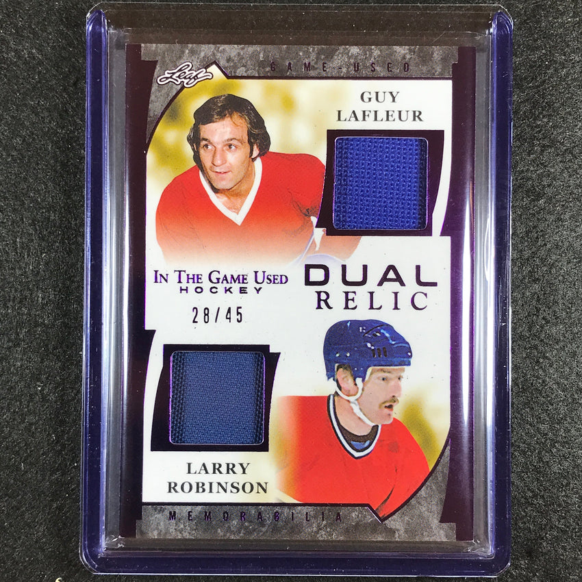 2022-23 In The Game Used Nhl Guy Lafleur Larry Robinson Dual Relic Purple 28/45