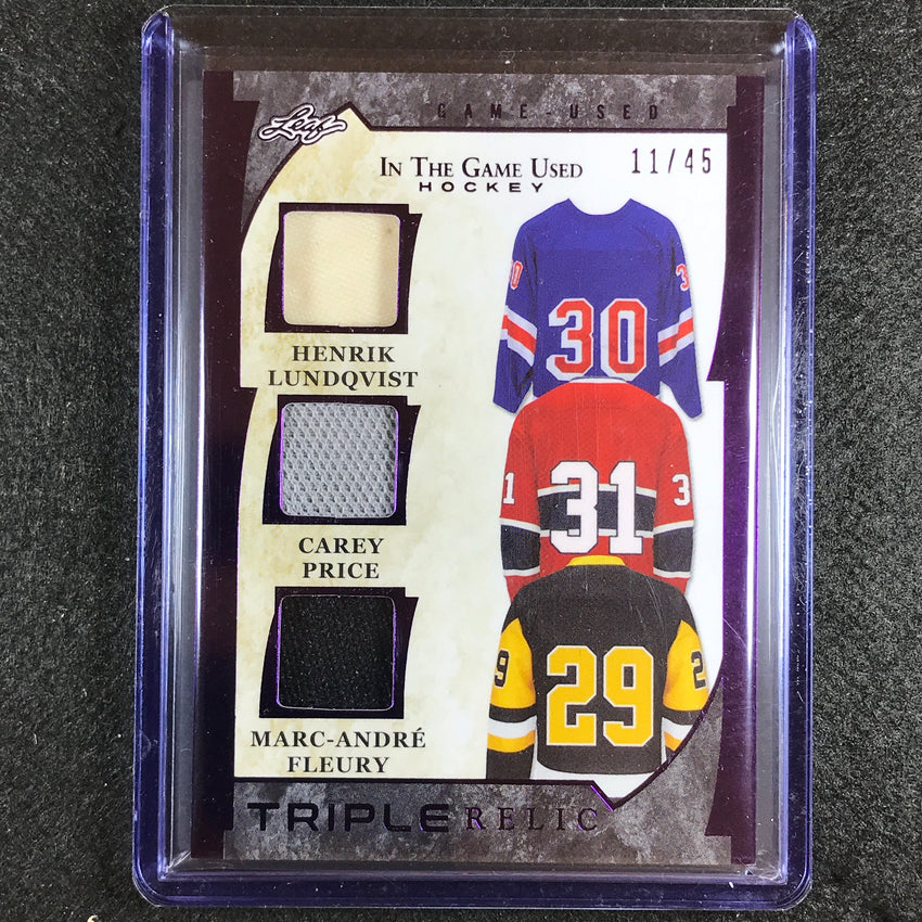 2022-23 In The Game Used Nhl Lundqvist Carey Price Fleury Triple Relic 11/45