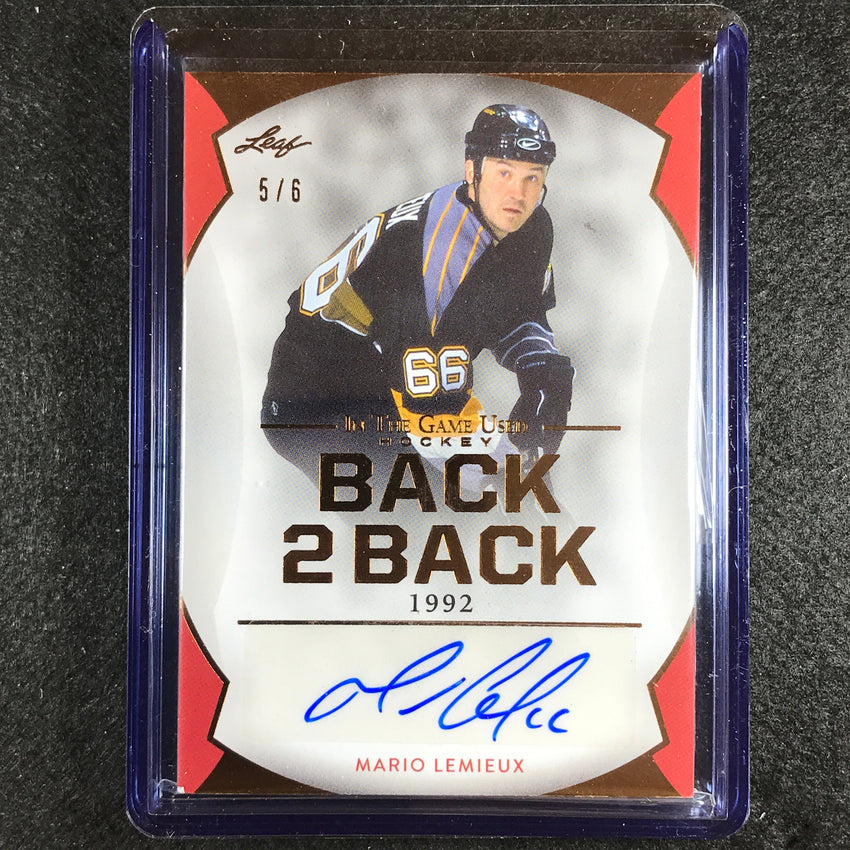 2022-23 In The Game Used Nhl Mario Lemieux Murphy Back To Back Dual Auto 5/6