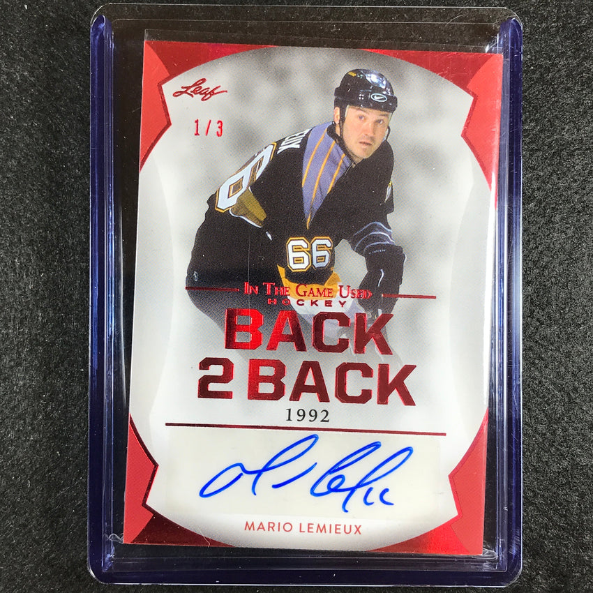 2022-23 In The Game Used Nhl Mario Lemieux Murphy Back To Back Dual Auto 1/3