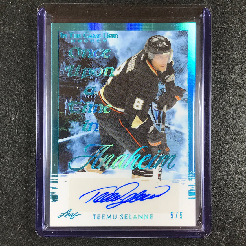 2022-23 In The Game Used Nhl Teemu Selanne Once Upon A Time In Anaheim Auto 5/5
