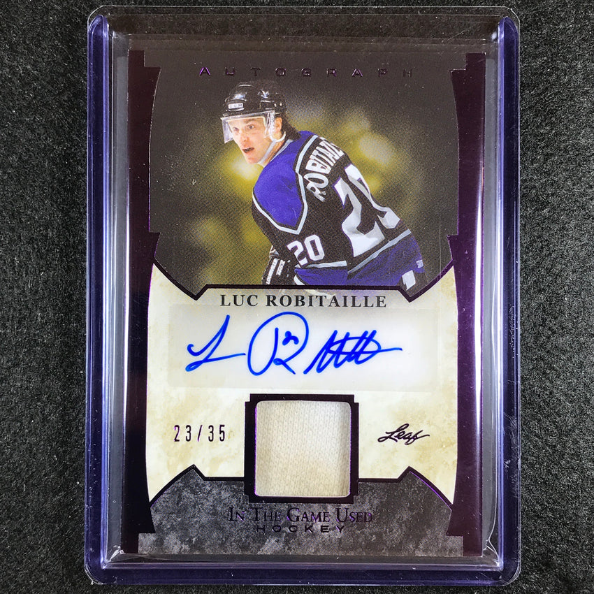 2022-23 In The Game Used Nhl Luc Robitaille Relic Auto Purple Foil 23/35