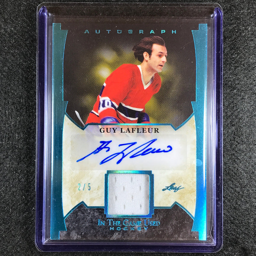 2022-23 In The Game Used Nhl Guy Lafleur Relic Auto Platinum Blue Spectrum 2/5