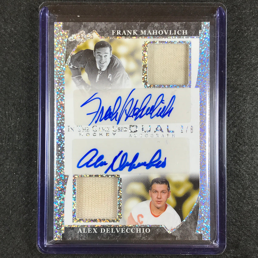 2022-23 In The Game Used Nhl Mahovlich Delvecchio Dual Relic Auto Sparkle 2/8