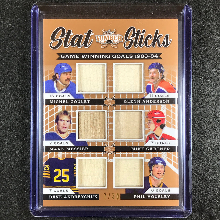 2021-22 Lumber Nhl Goulet Messier Gartner Housley Stat Sticks Relic 7/30