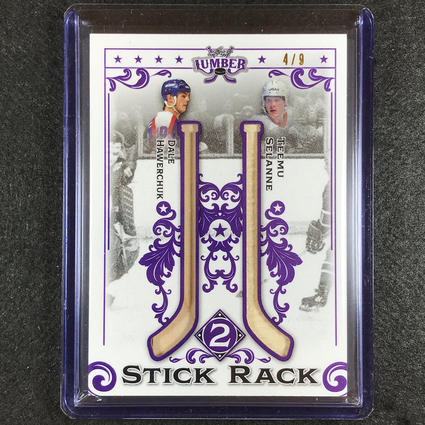 2021-22 Lumber Nhl Dale Hawerchuk Teemu Selanne Stick Rack 2 Relic Purple 4/9
