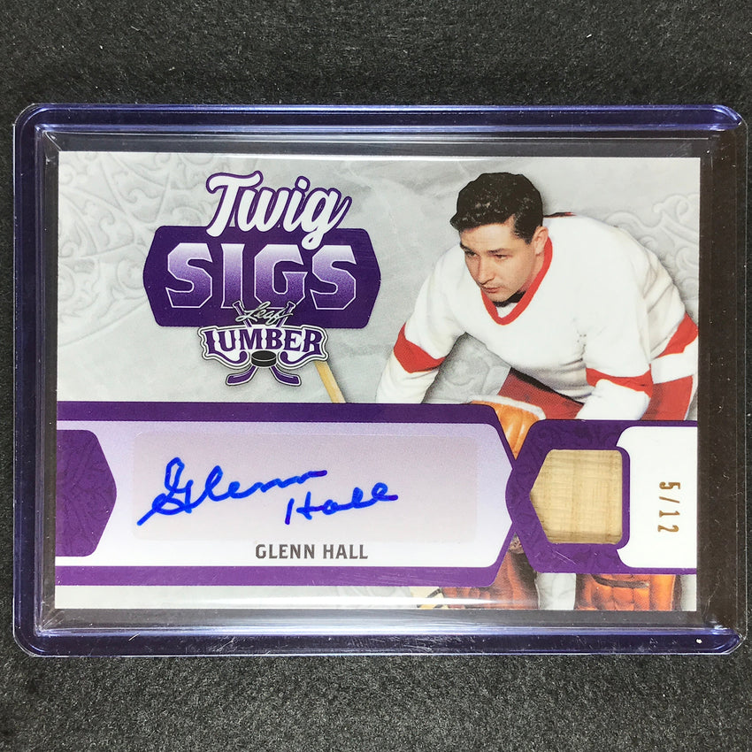 2021-22 Lumber Nhl Glenn Hall Twig Sigs Relic Auto Purple 5/12
