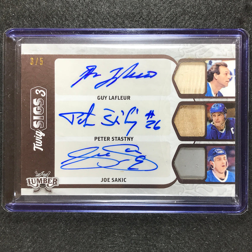 2021-22 Lumber Nhl Lafleur Stastny Sakic Twig Sigs 3 Triple Relic Auto 3/5