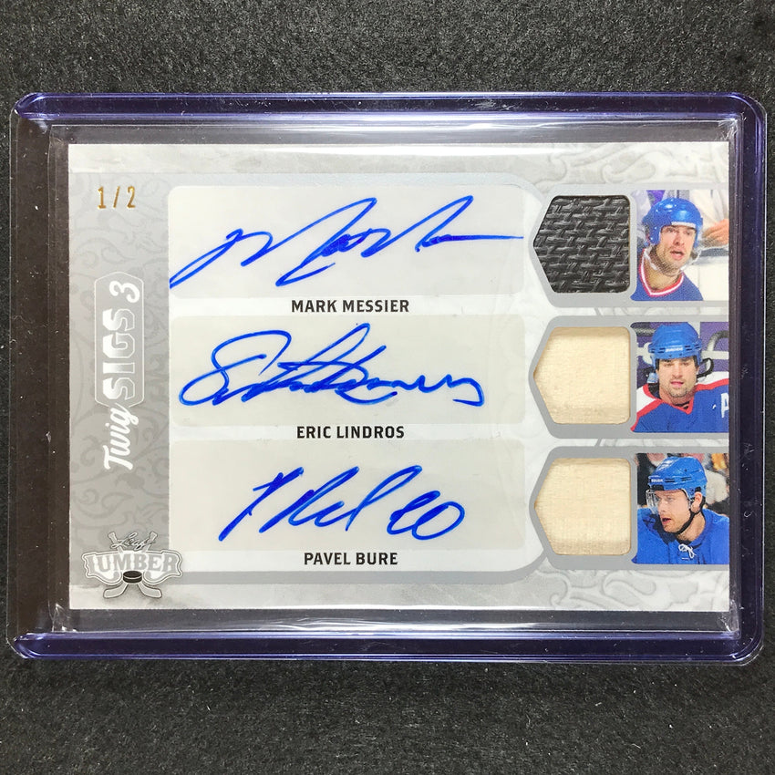 2021-22 Lumber Nhl Messier Lindros Bure Twig Sigs 3 Triple Relic Auto Silver 1/2