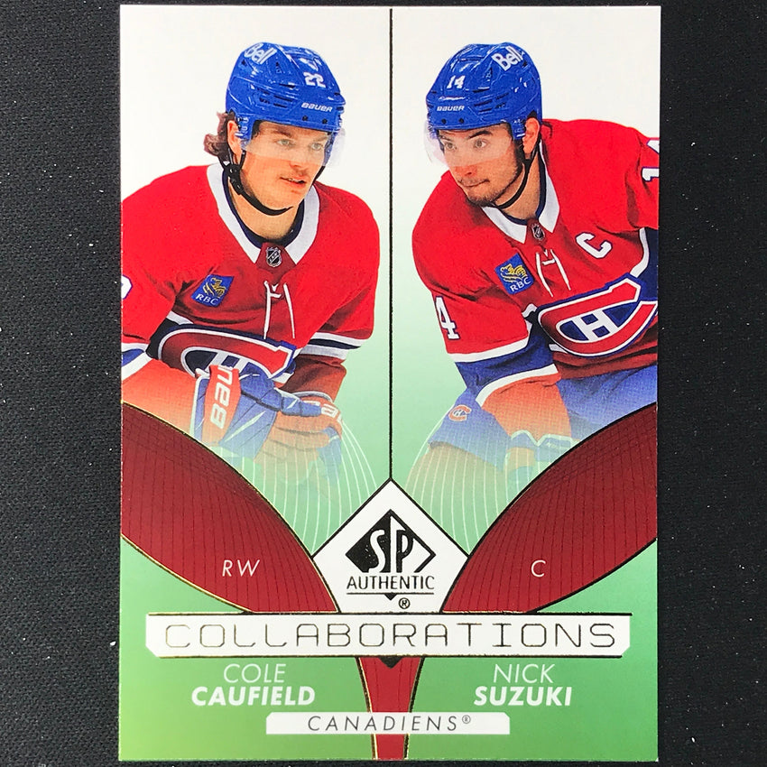 2022-23 SP Authentic NHL COLE CAUFIELD NICK SUZUKI Collaborations Green #5