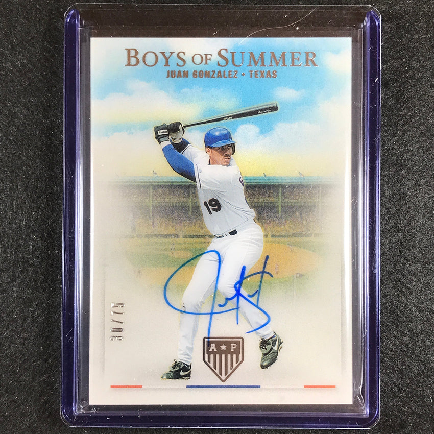2023 Chronicles Mlb Juan Gonzalez Americas Pastime Boys Of Summer Auto 30/75