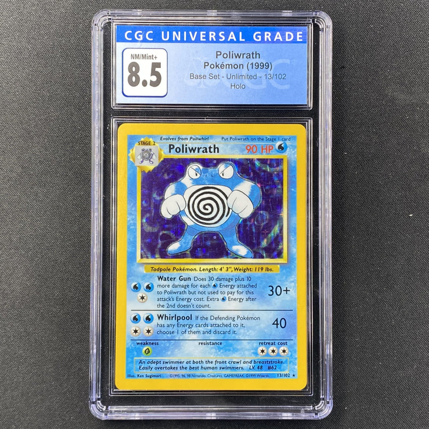 CGC 8.5 NM/MINT Poliwrath - 13/102 - Holo Base Set Unlimited 040-Cherry Collectables