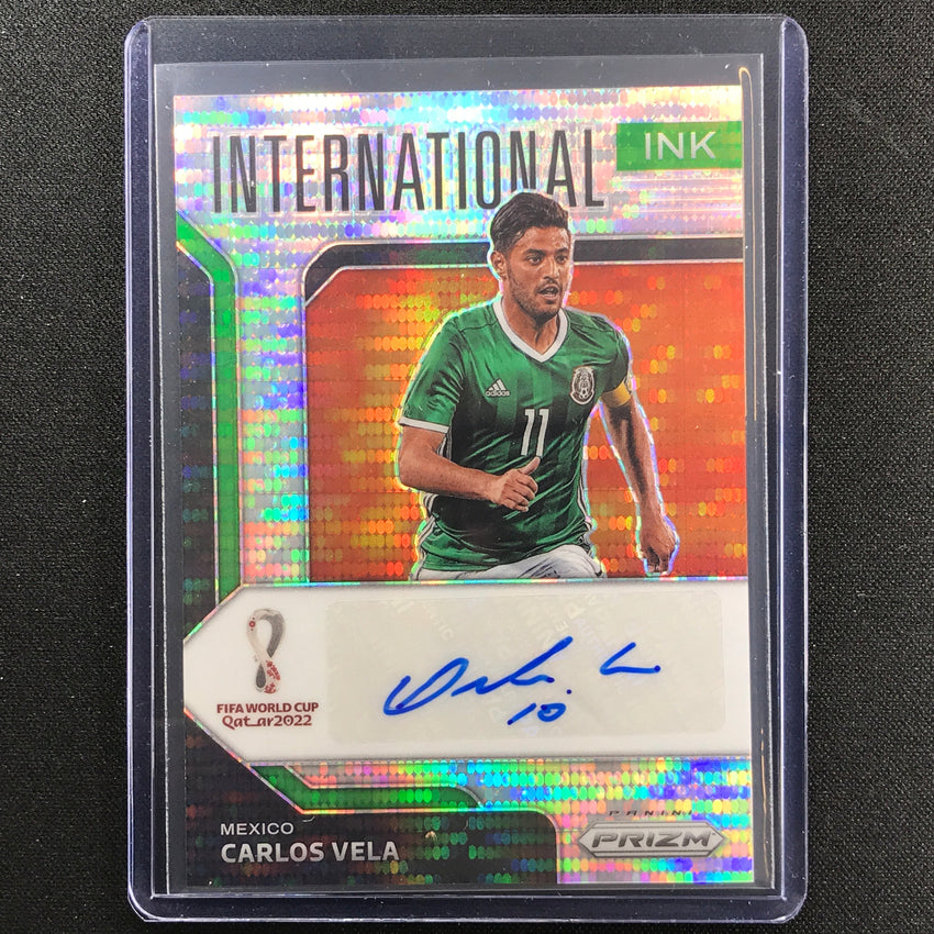 2022 Prizm Fifa World Cup Qatar Carlos Vela Breakaway International Ink Auto Cve