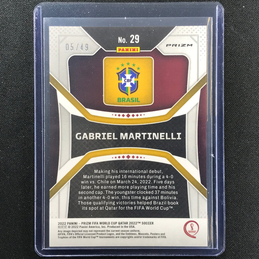 2022 Prizm Fifa World Cup Qatar Gabriel Martinelli Rookie Breakaway Blue 5/49