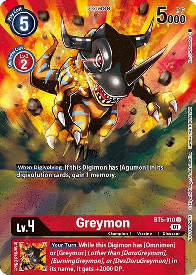 Greymon Bt5-010 - Digimon Premier To Event June 2021 Promo