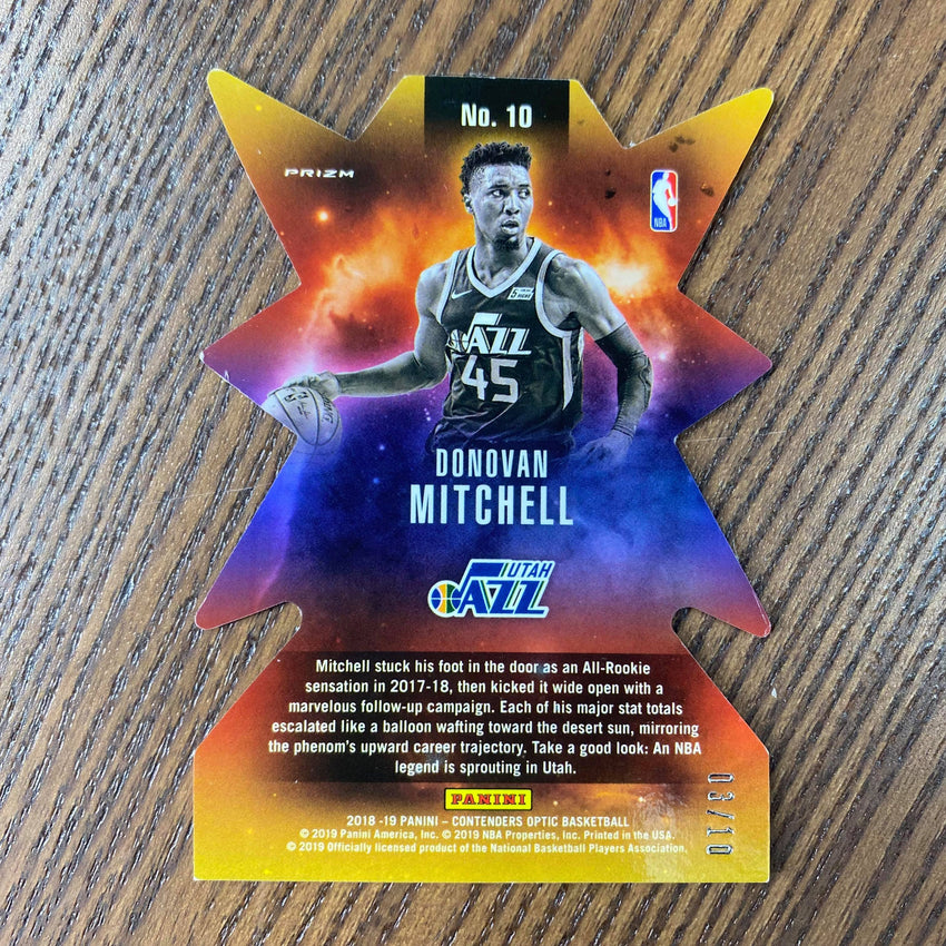 2018-19 Contenders Optic Donovan Mitchell Superstar Diecut Gold 3/10