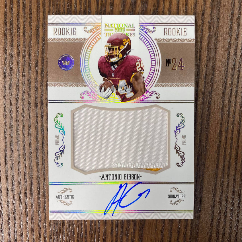2020 National Treasures Antonio Gibson Crossover Rookie Patch Auto Holo Gold 4/25