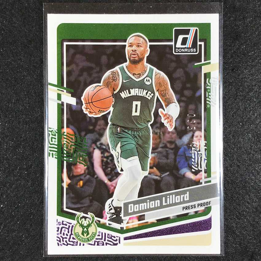 2023-24 Donruss Damian Lillard Base Purple Press Proof 35/199