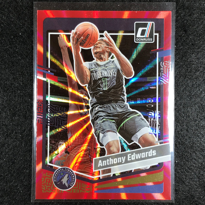 2023-24 Donruss Anthony Edwards Base Red Laser Holo 90/99