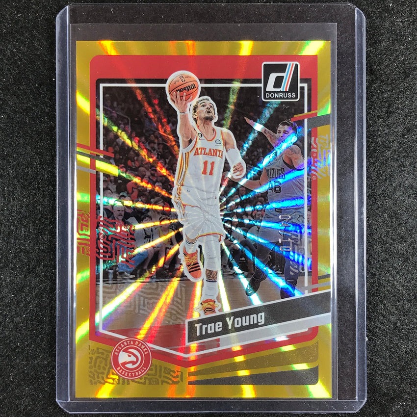 2023-24 Donruss Trae Young Base Gold Laser 4/10