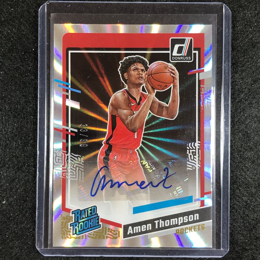 2023-24 Donruss Amen Thompson Rated Rookie Signatures Auto Laser Holo 33/99