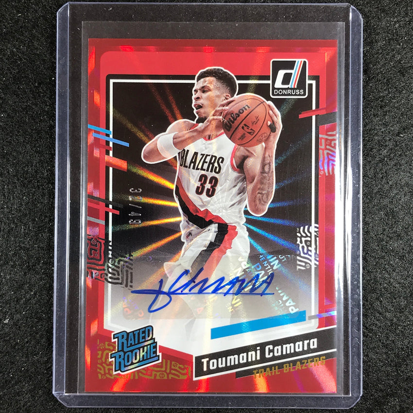 2023-24 Donruss Toumani Camara Rated Rookie Signatures Auto Red Laser Holo 32/49