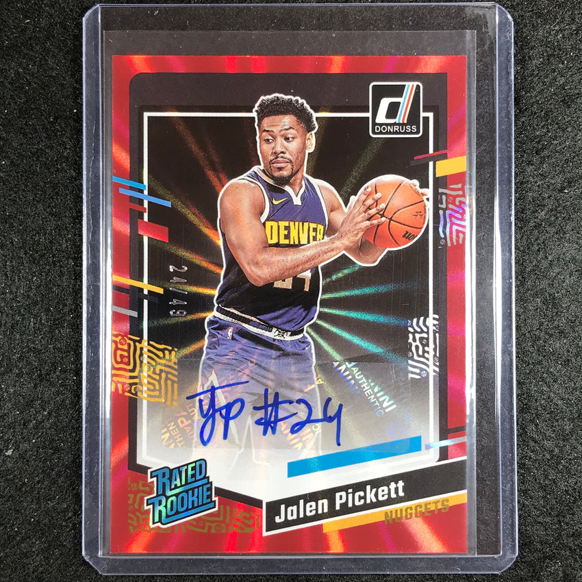 2023-24 Donruss Jalen Pickett Rated Rookie Signatures Auto Red Laser Holo 24/49