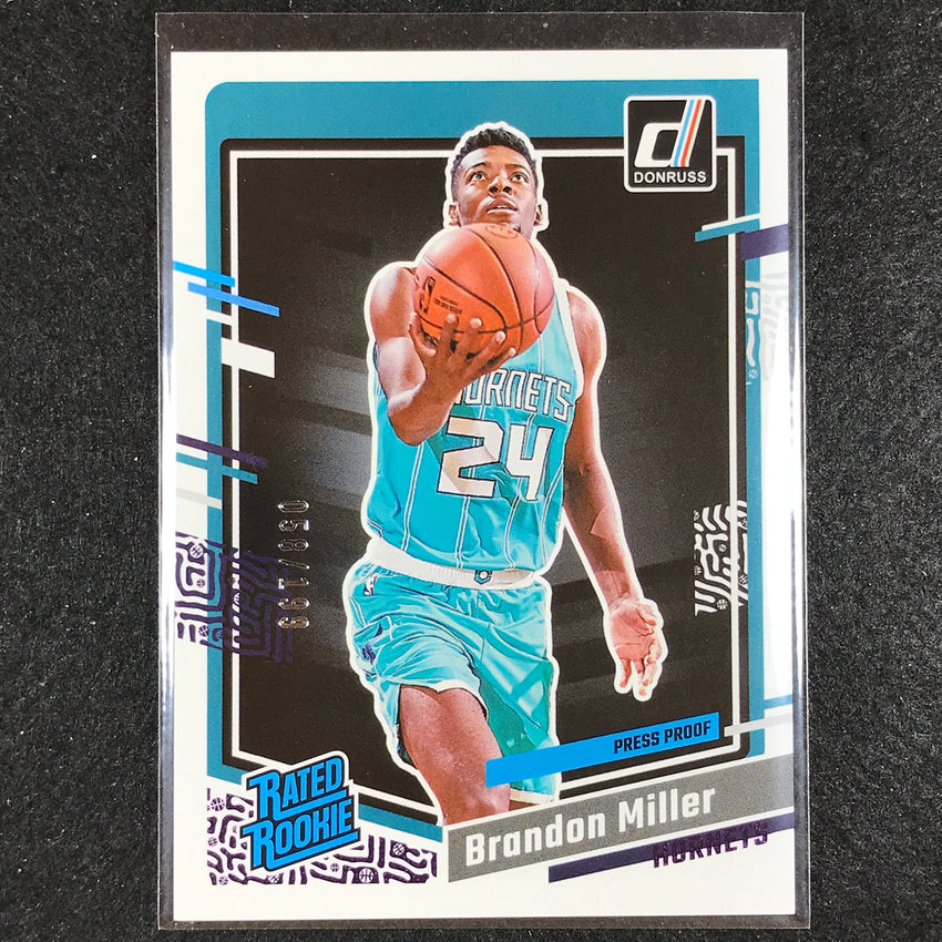 2023-24 Donruss Brandon Miller Rated Rookie Purple Press Proof 58/199