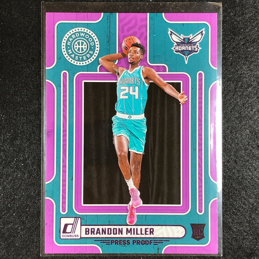 2023-24 Donruss Brandon Miller Hardwood Masters Rookie Purple Press Proof No 7