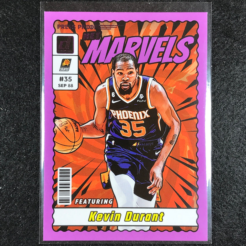 2023-24 Donruss Kevin Durant Net Marvels Purple Press Proof No 19