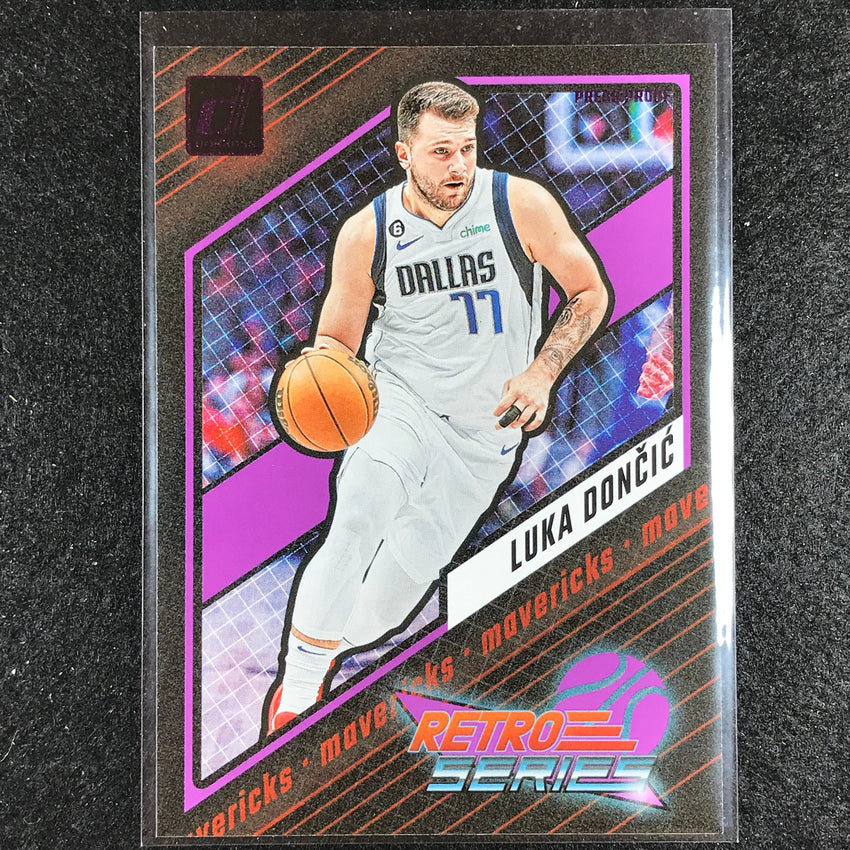 2023-24 Donruss Luka Doncic Retro Series Purple Press Proof No 15