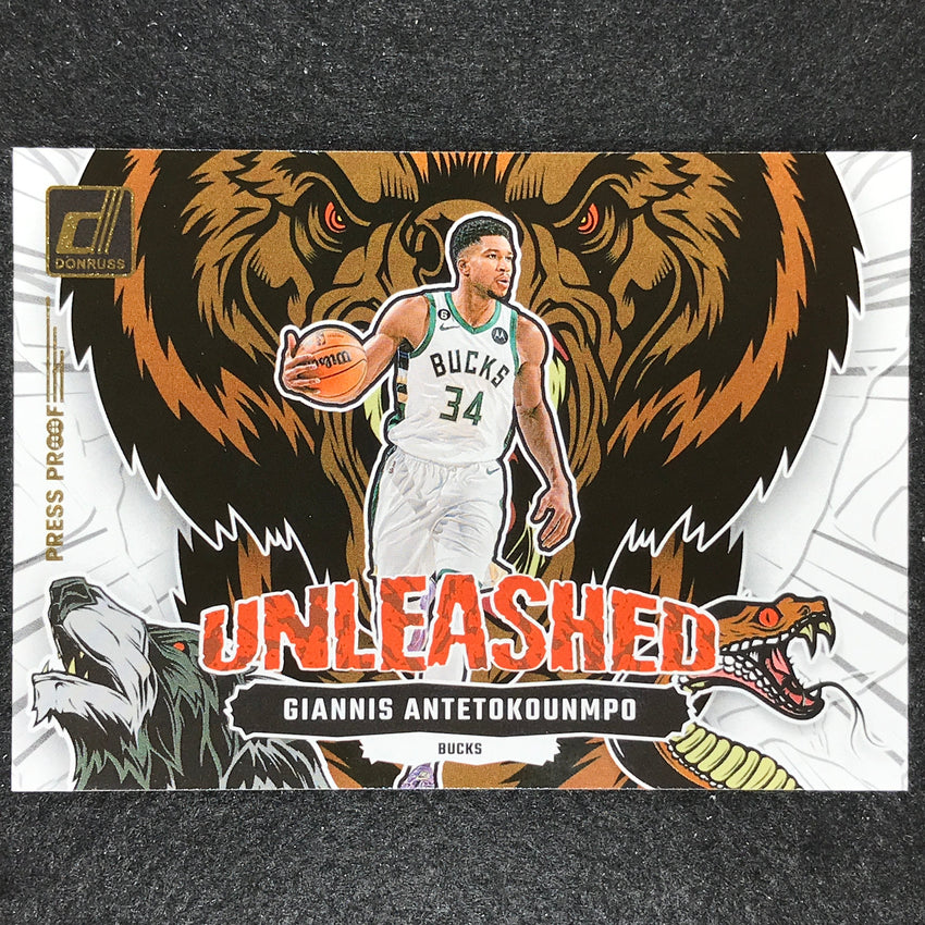 2023-24 Donruss Giannis Antetokounmpo Unleashed Press Proof No 8