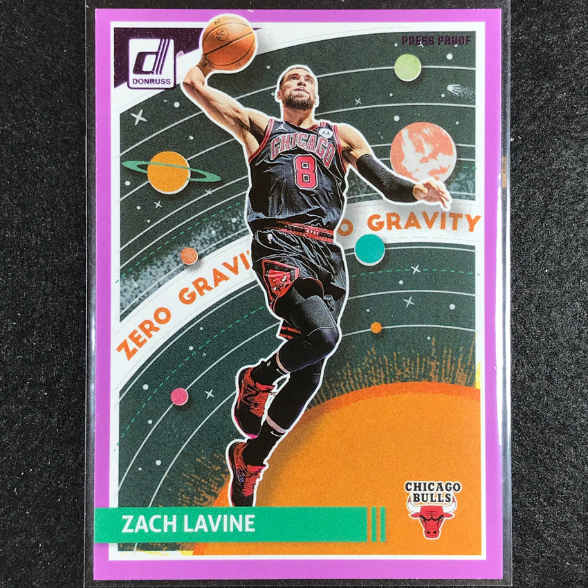 2023-24 Donruss Zach Lavine Zero Gravity Purple Press Proof No 10