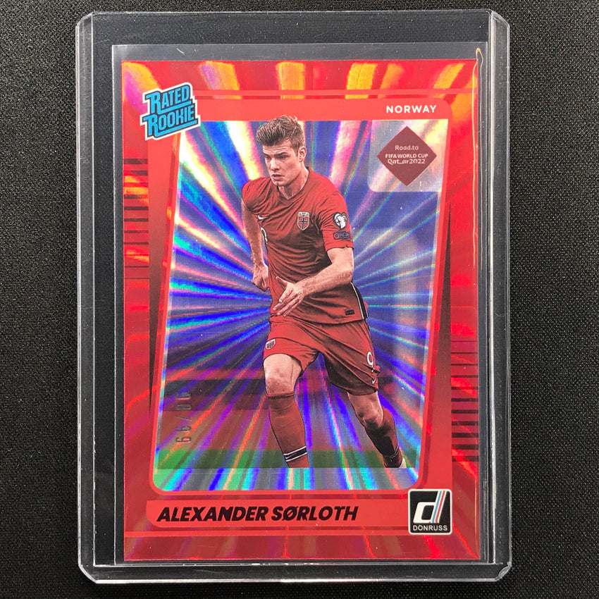 2021-22 Donruss Road To Qatar Alexander Sorloth Rated Rookie Holo Red Laser /99