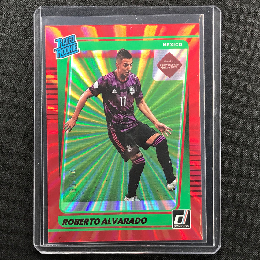 2021-22 Donruss Road To Qatar Roberto Alvarado Rated Rookie Holo Red Laser 29/99