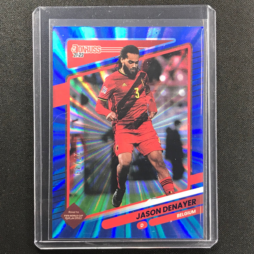 2021-22 Donruss Road To Qatar Jason Denayer Holo Blue Laser 27/49