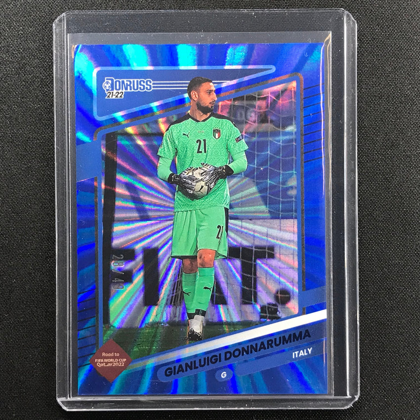 2021-22 Donruss Road To Qatar Gianluigi Donnarumma Holo Blue Laser 28/49