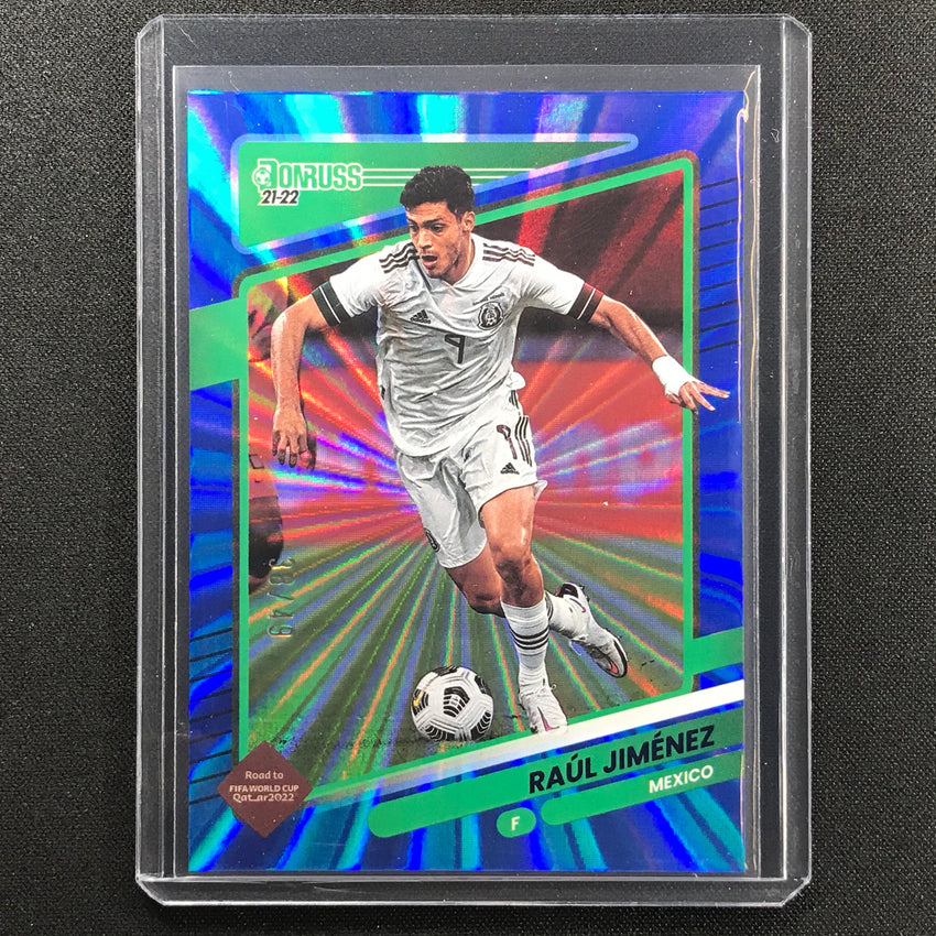 2021-22 Donruss Road To Qatar Raul Jimenez Holo Blue Laser 38/49